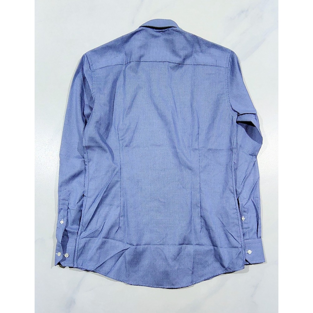 Eton Slim Fit Dress Shirt Men 40 15.75 Blue Signature Twill Cotton EUC - Picture 6 of 13